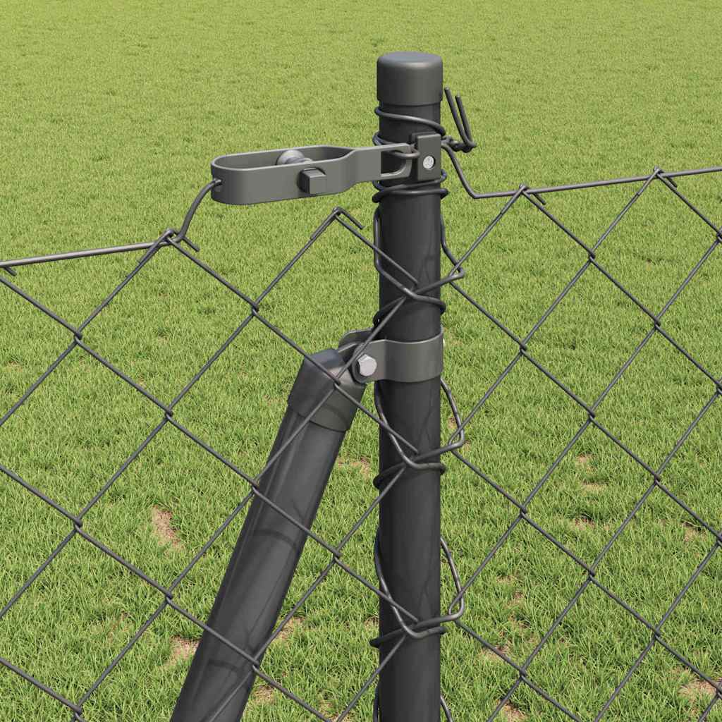 Kettengliedzaun mit Pfosten Grau 1,2 x 10 m Stahl